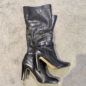 Black Leather Knee-High Boots